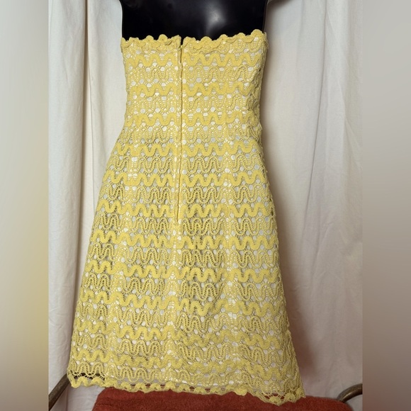 Lilly Pulitzer Wht Tag Lakeland Starfruit Yellow LaceOverlay Strapless Dress Sz6 - Picture 4 of 7